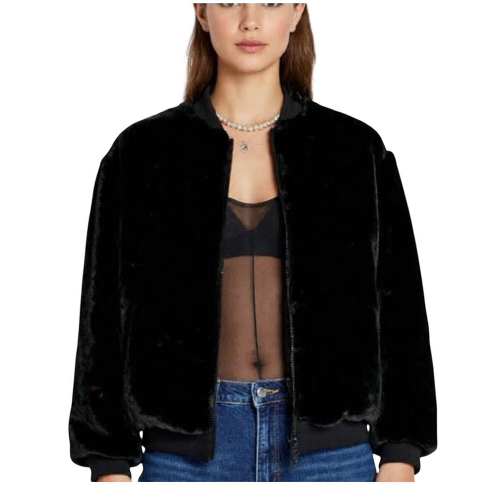 H&M Short faux fur black jacket coat from H&M Size 12T